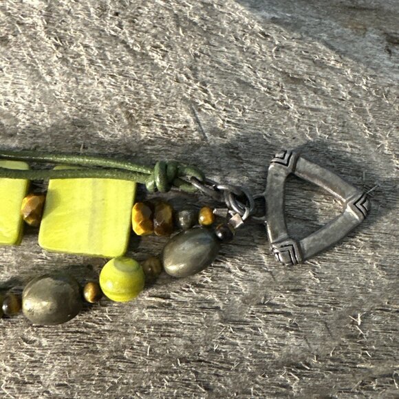 RETIRED Silpada Sterling Silver Bracelet Green MOP Pyrite Tiger Eye B1132 - Picture 9 of 13